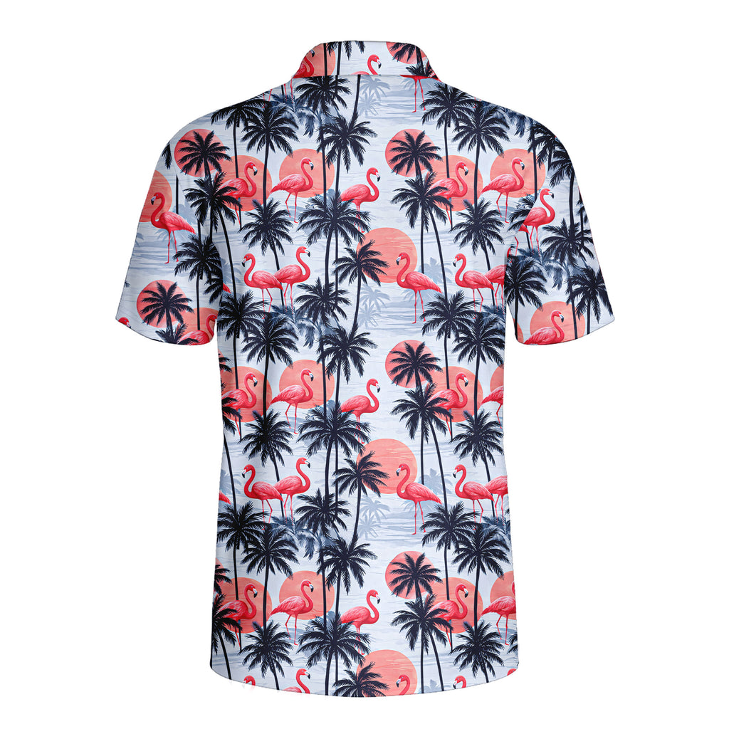 Retro Flamingo-Polo Shirt For Men-Gerbera Prints