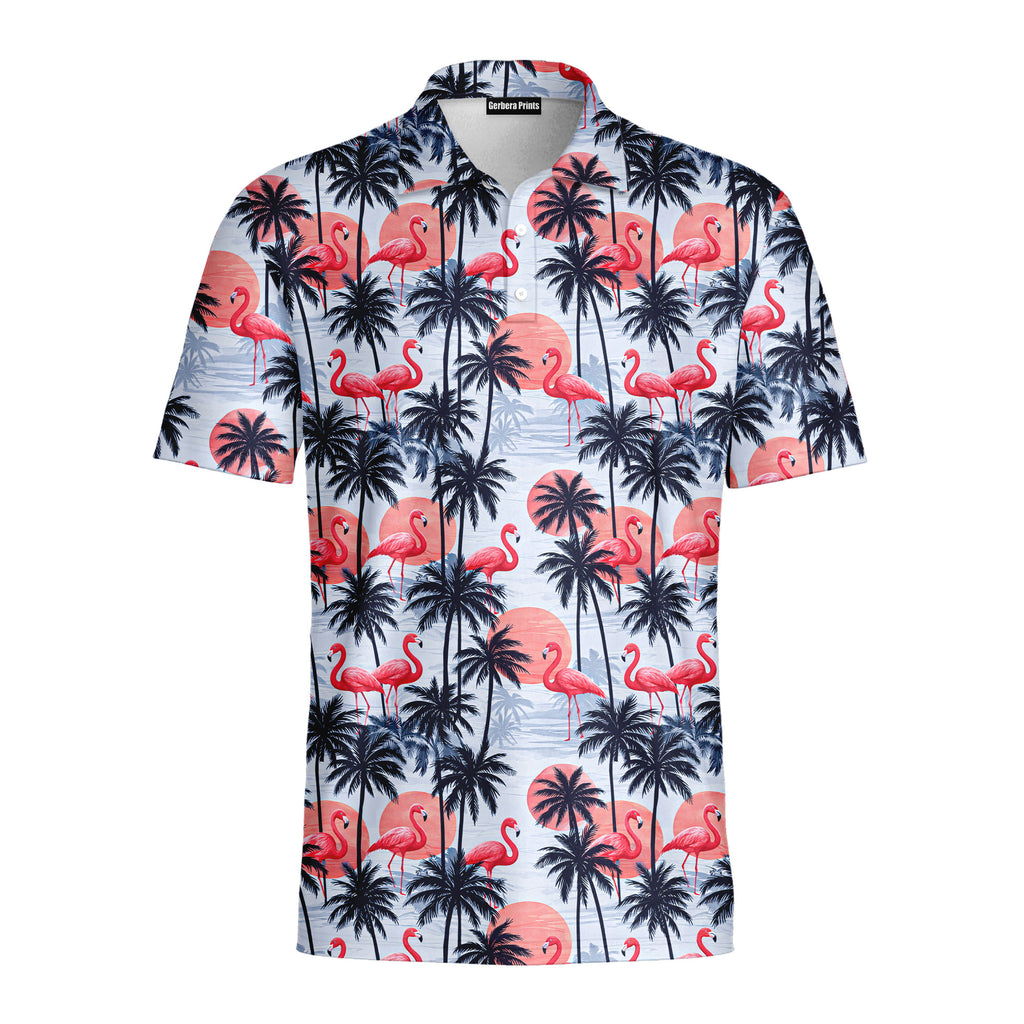 Retro Flamingo-Polo Shirt For Men-Gerbera Prints