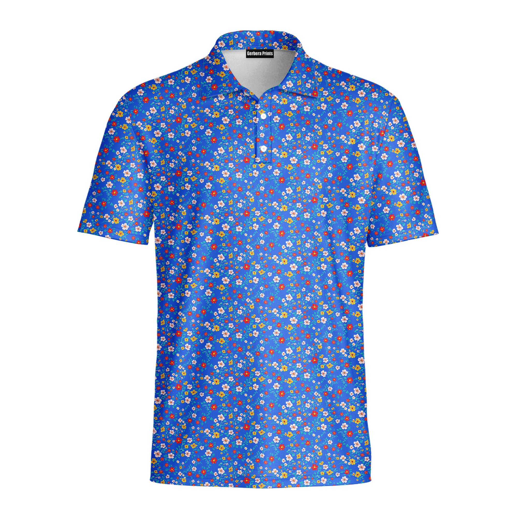 Spring Floral-Polo Shirt For Men-Gerbera Prints