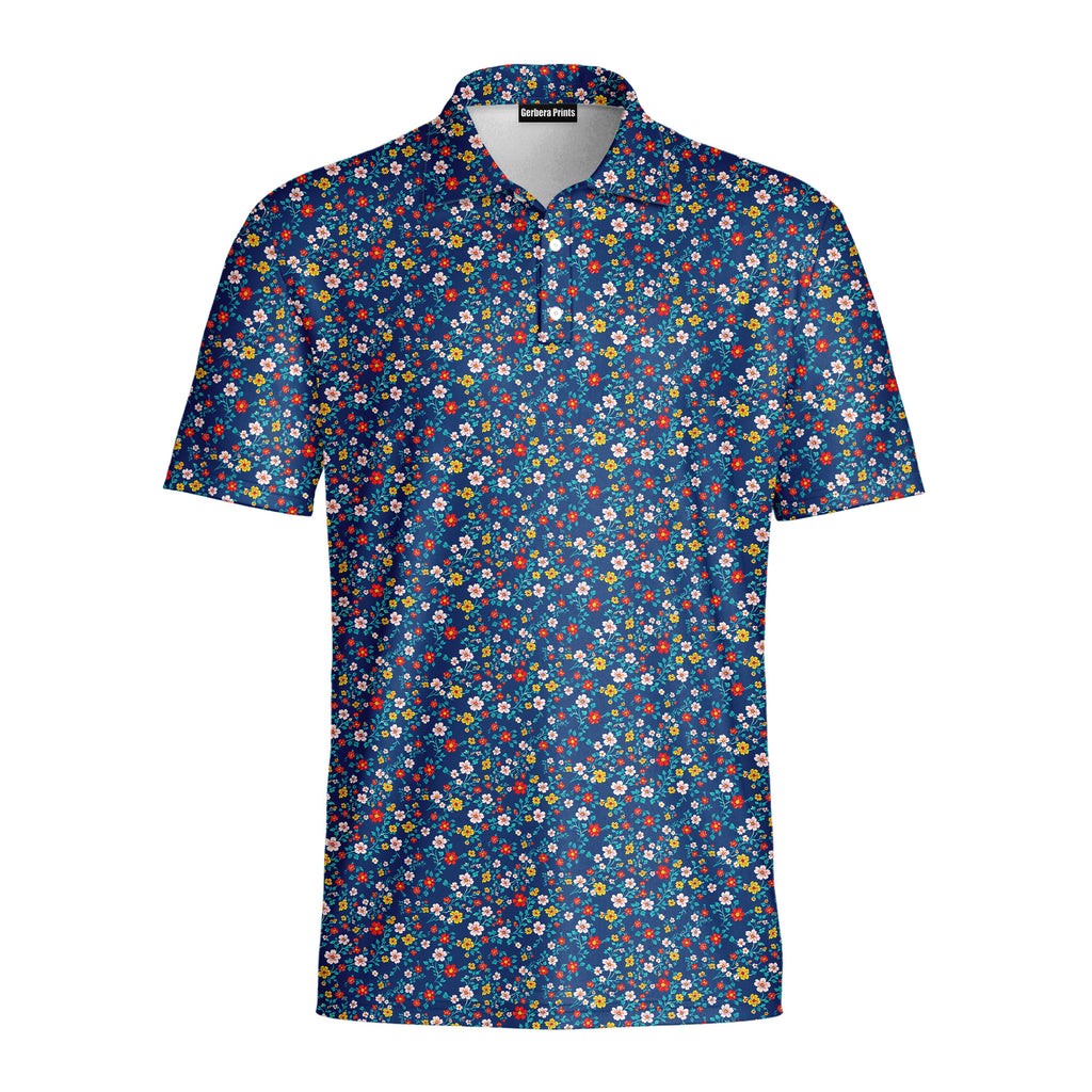 Spring Floral-Polo Shirt For Men-Gerbera Prints