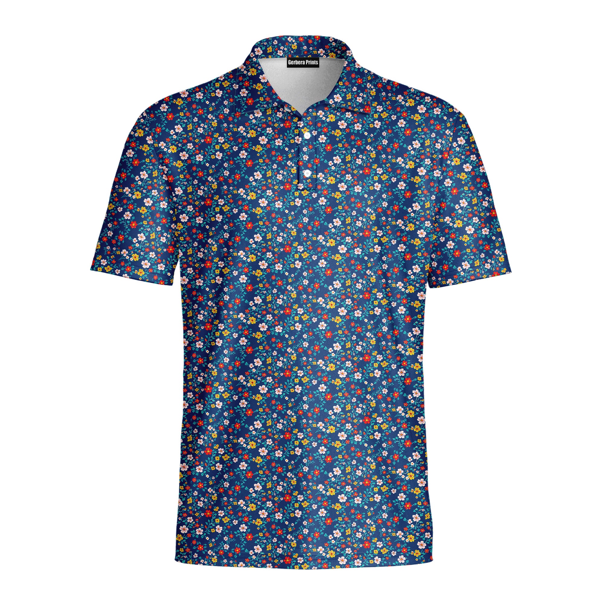 Spring Floral-Polo Shirt For Men-Gerbera Prints