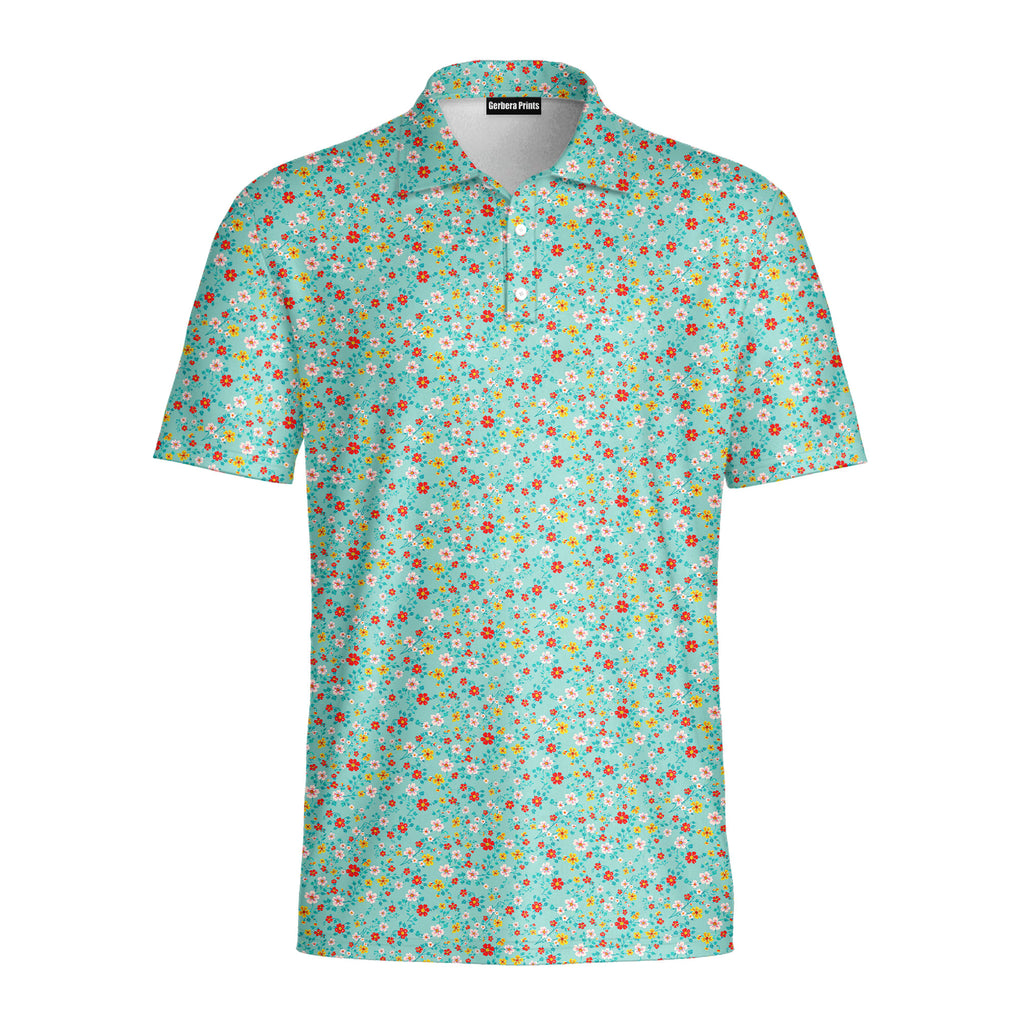 Spring Floral-Polo Shirt For Men-Gerbera Prints