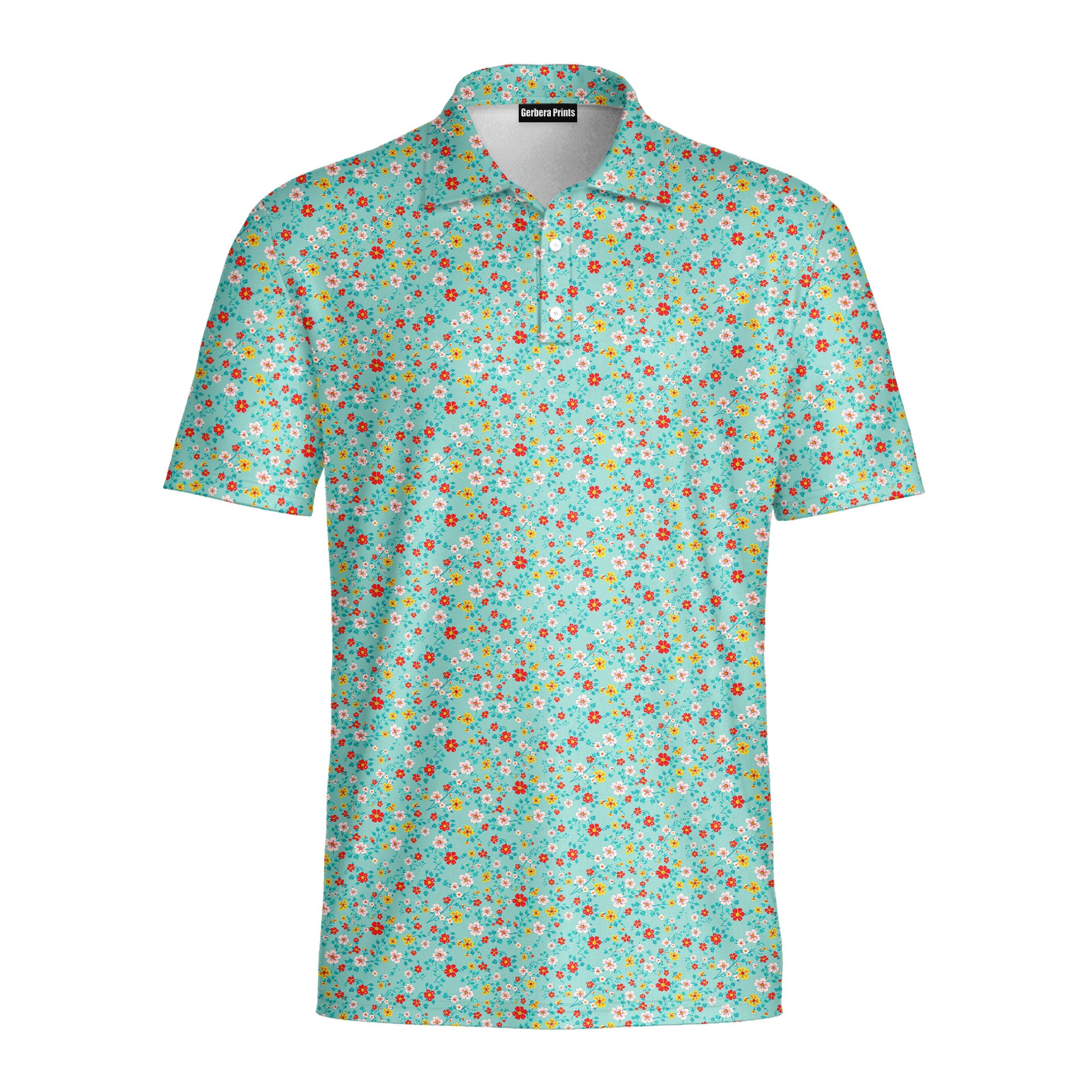 Spring Floral-Polo Shirt For Men-Gerbera Prints
