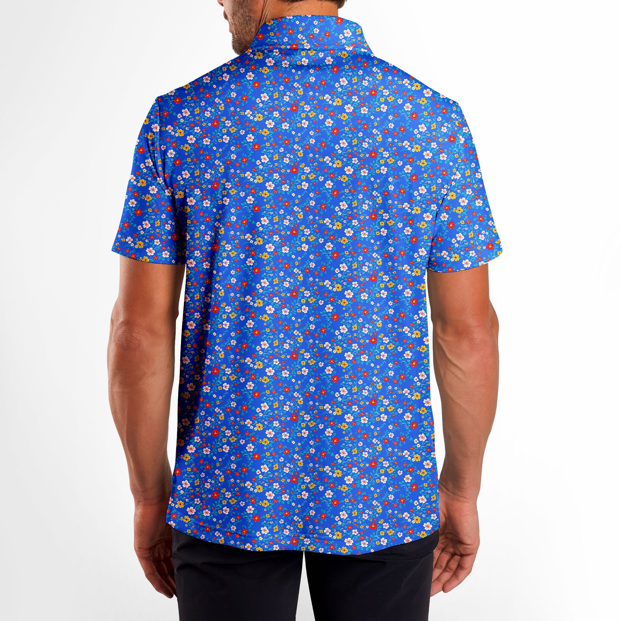 Spring Floral-Polo Shirt For Men-Gerbera Prints
