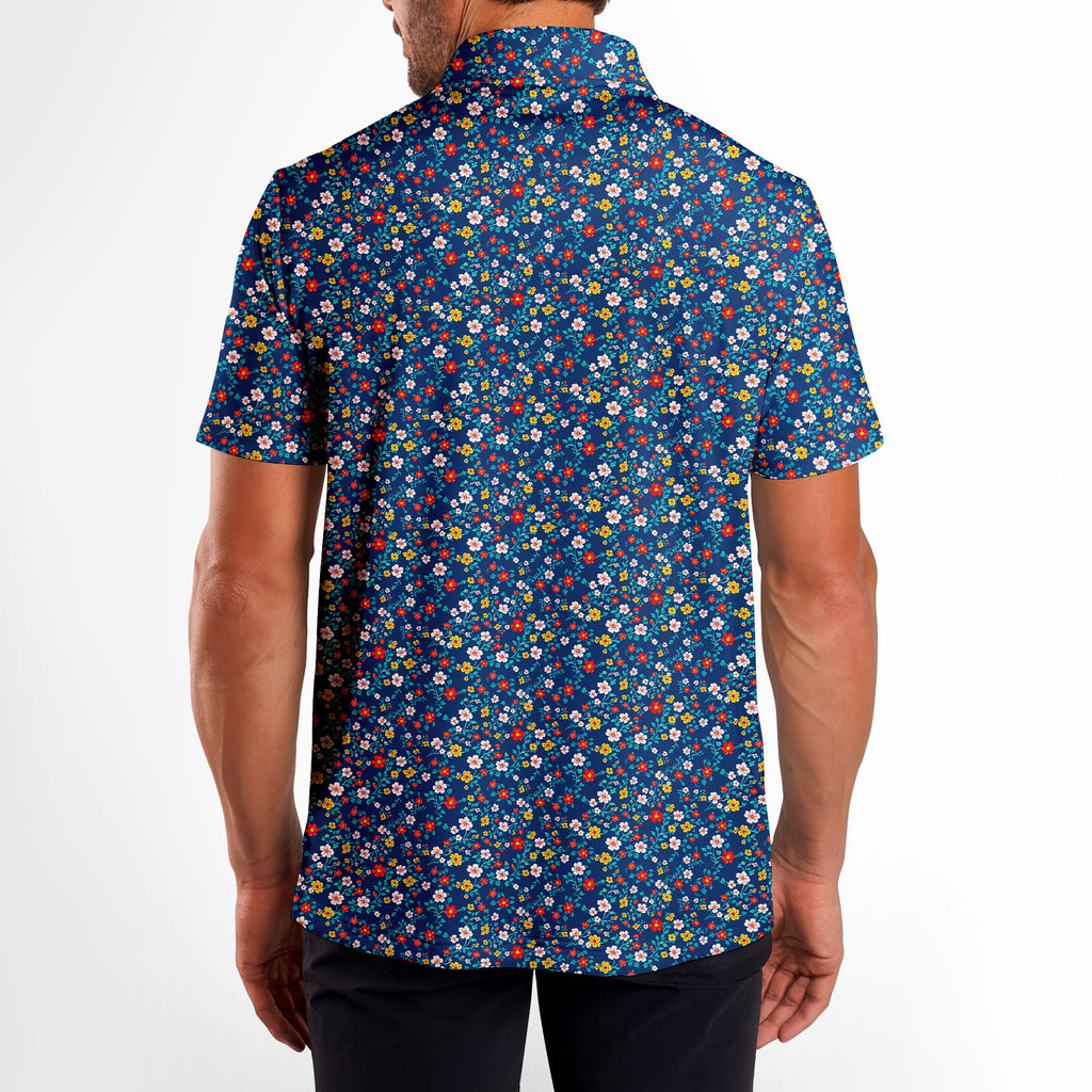 Spring Floral-Polo Shirt For Men-Gerbera Prints