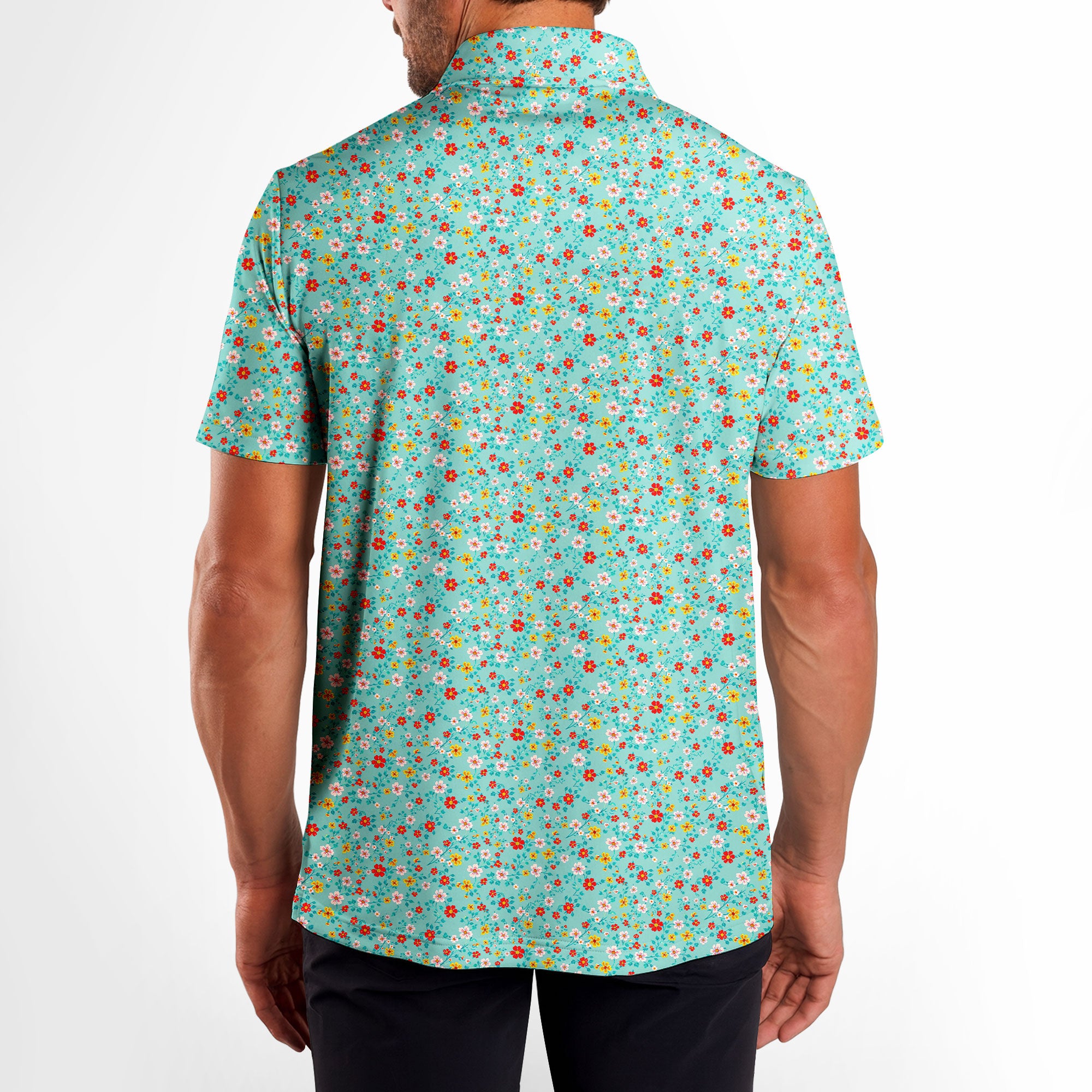 Spring Floral-Polo Shirt For Men-Gerbera Prints