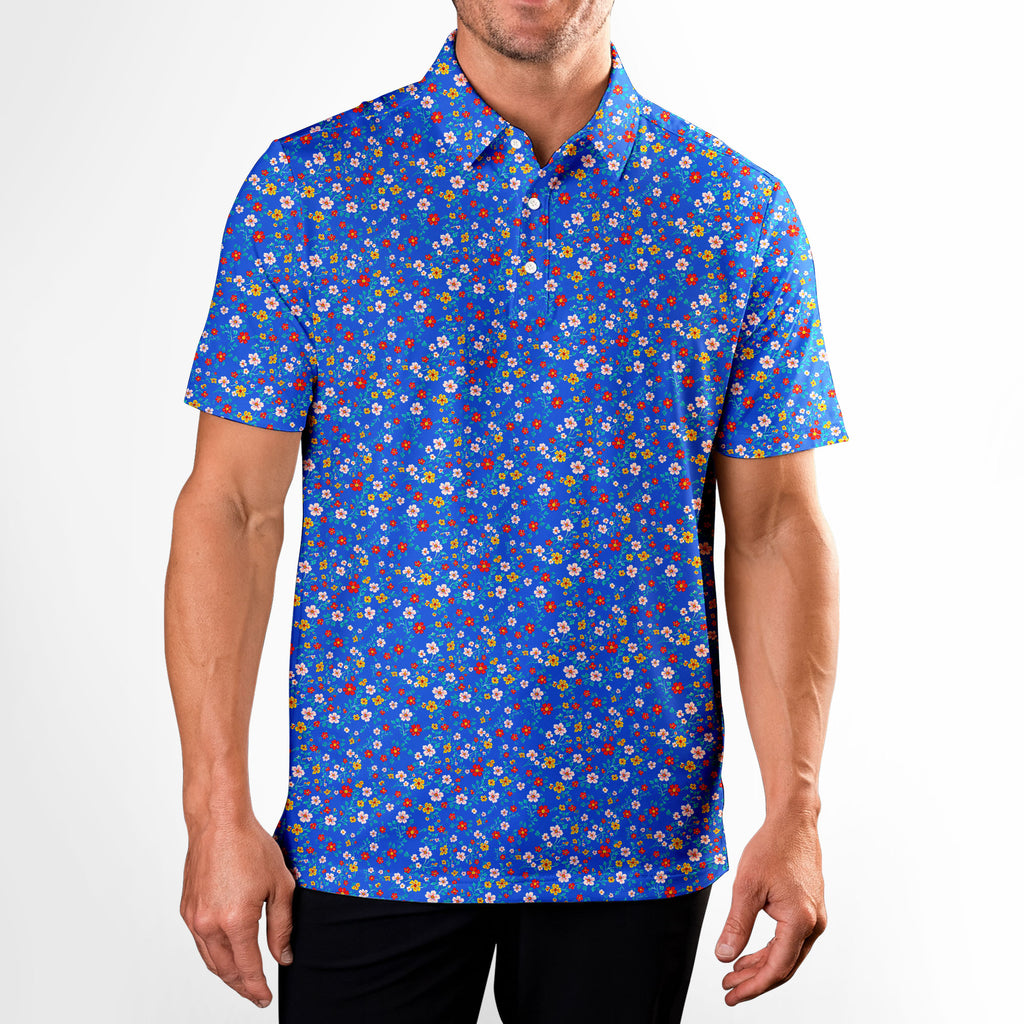 Spring Floral-Polo Shirt For Men-Gerbera Prints