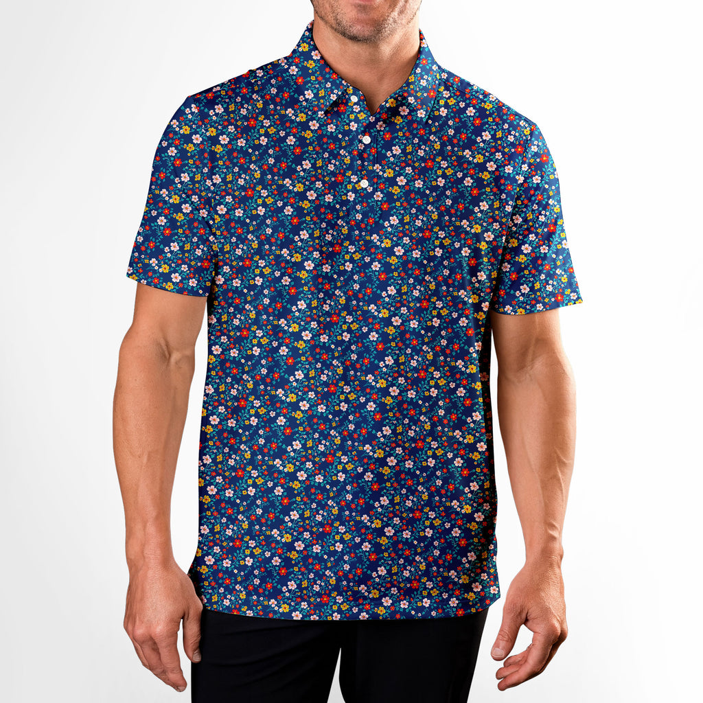 Spring Floral-Polo Shirt For Men-Gerbera Prints