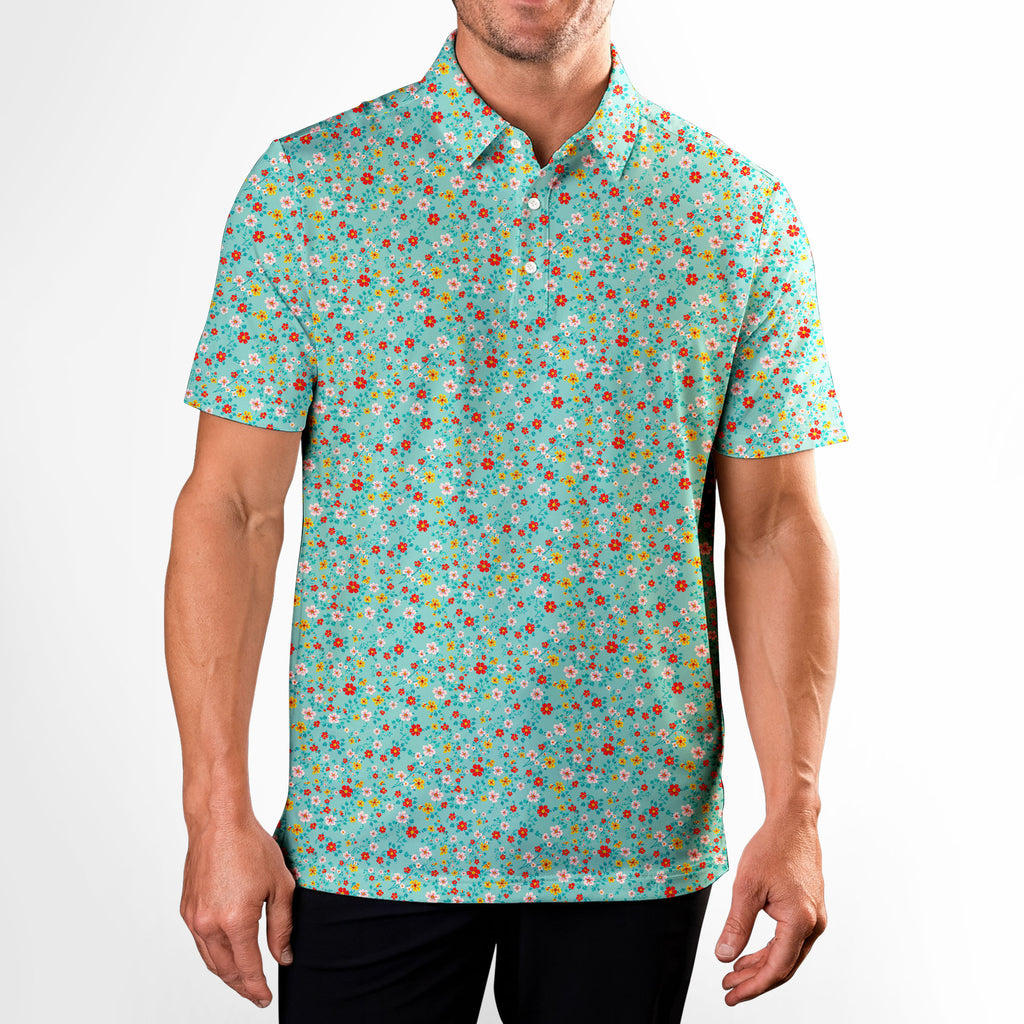 Spring Floral-Polo Shirt For Men-Gerbera Prints