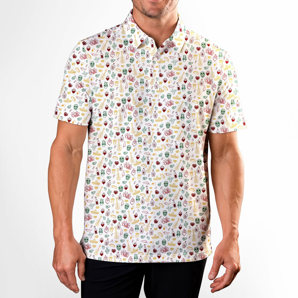 Fiesta Fairways-Polo Shirt For Men-Gerbera Prints