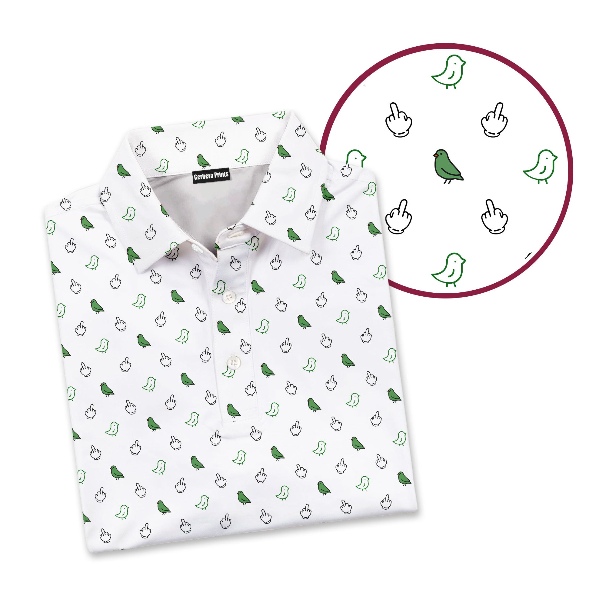 Birdie Energy-Polo Shirt For Men-Gerbera Prints