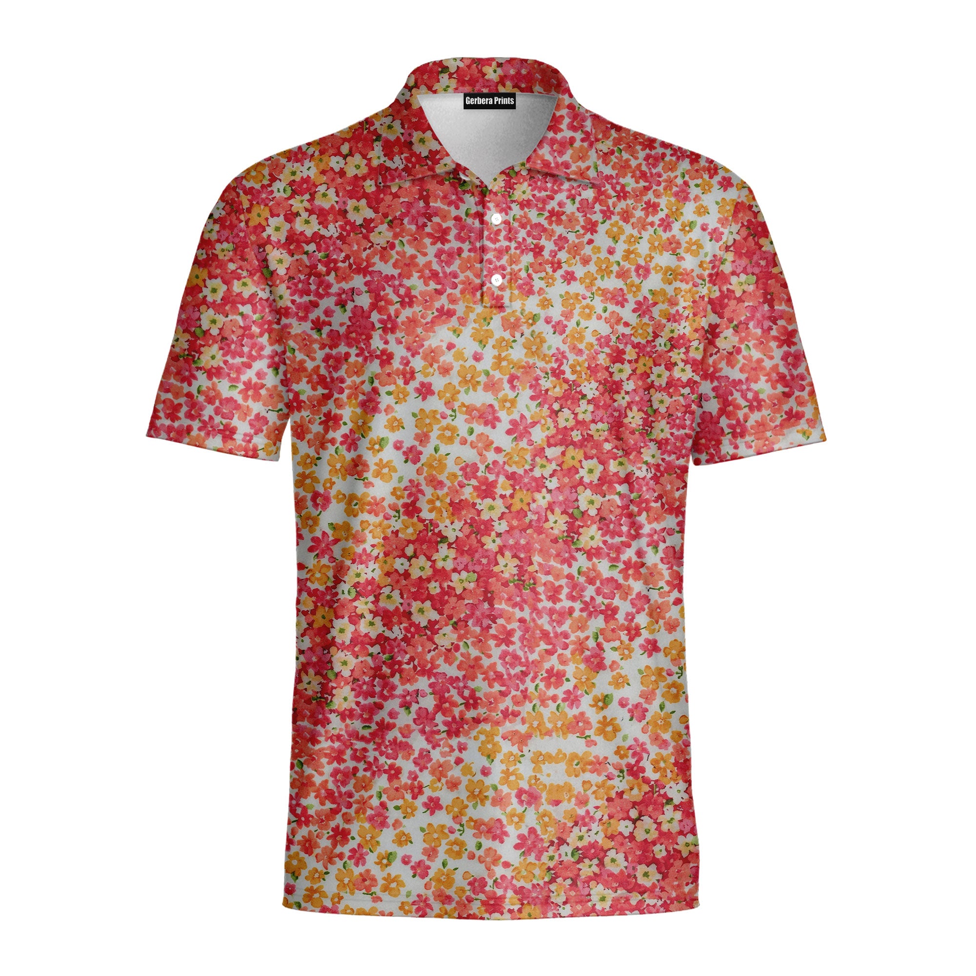 Azaleas Floral-Polo Shirt For Men-Gerbera Prints