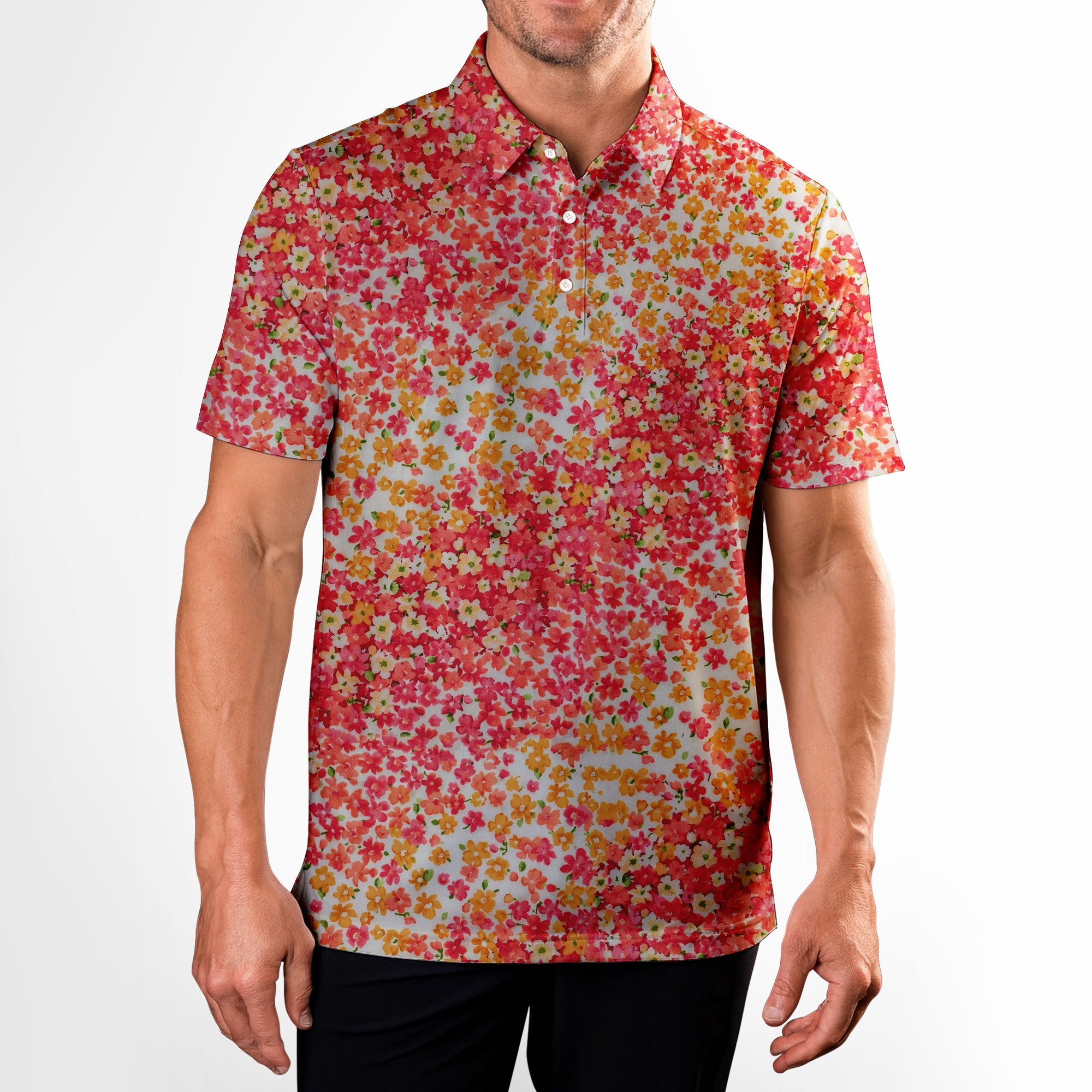 Azaleas Floral-Polo Shirt For Men-Gerbera Prints