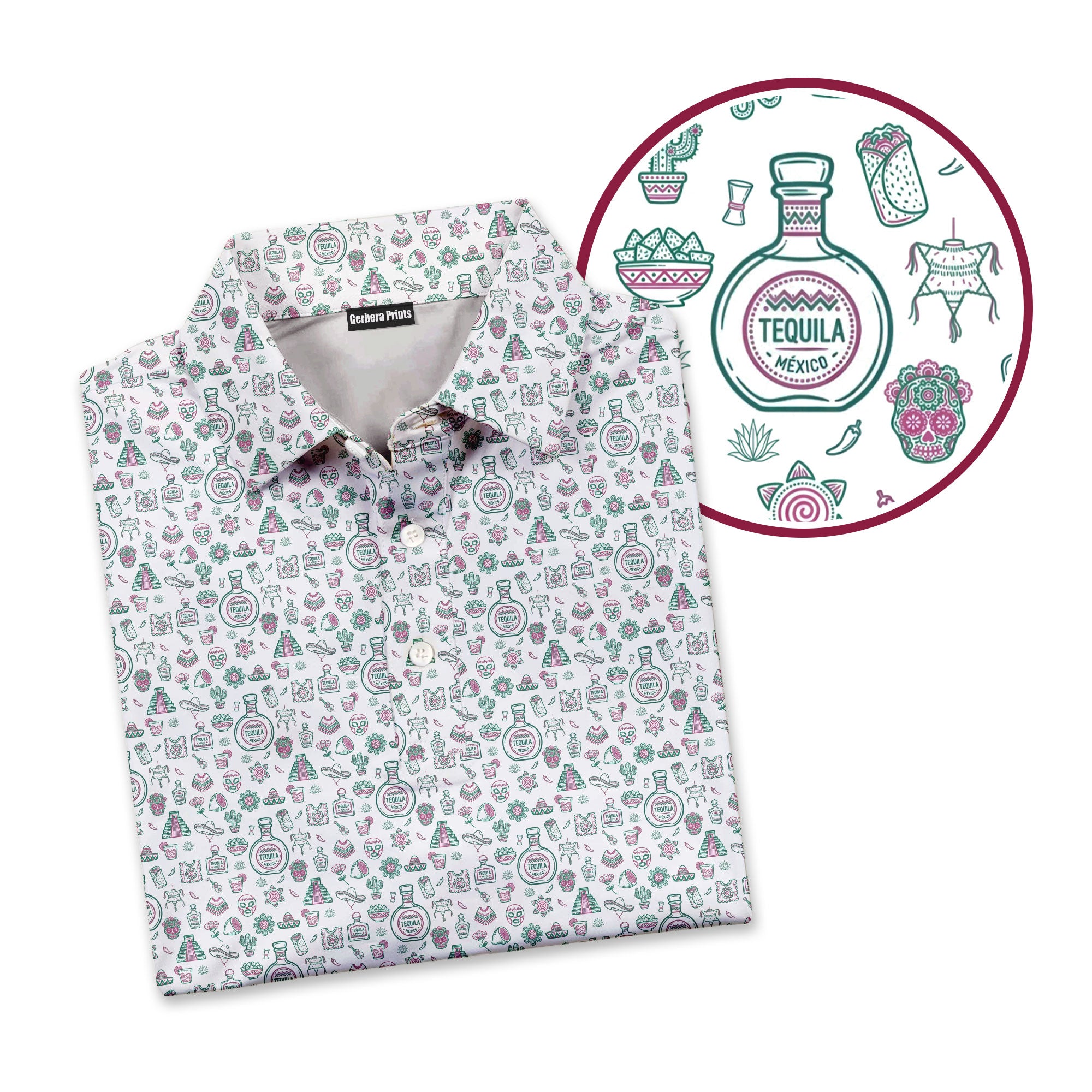 Teequila Time-Polo Shirt For Men-Gerbera Prints