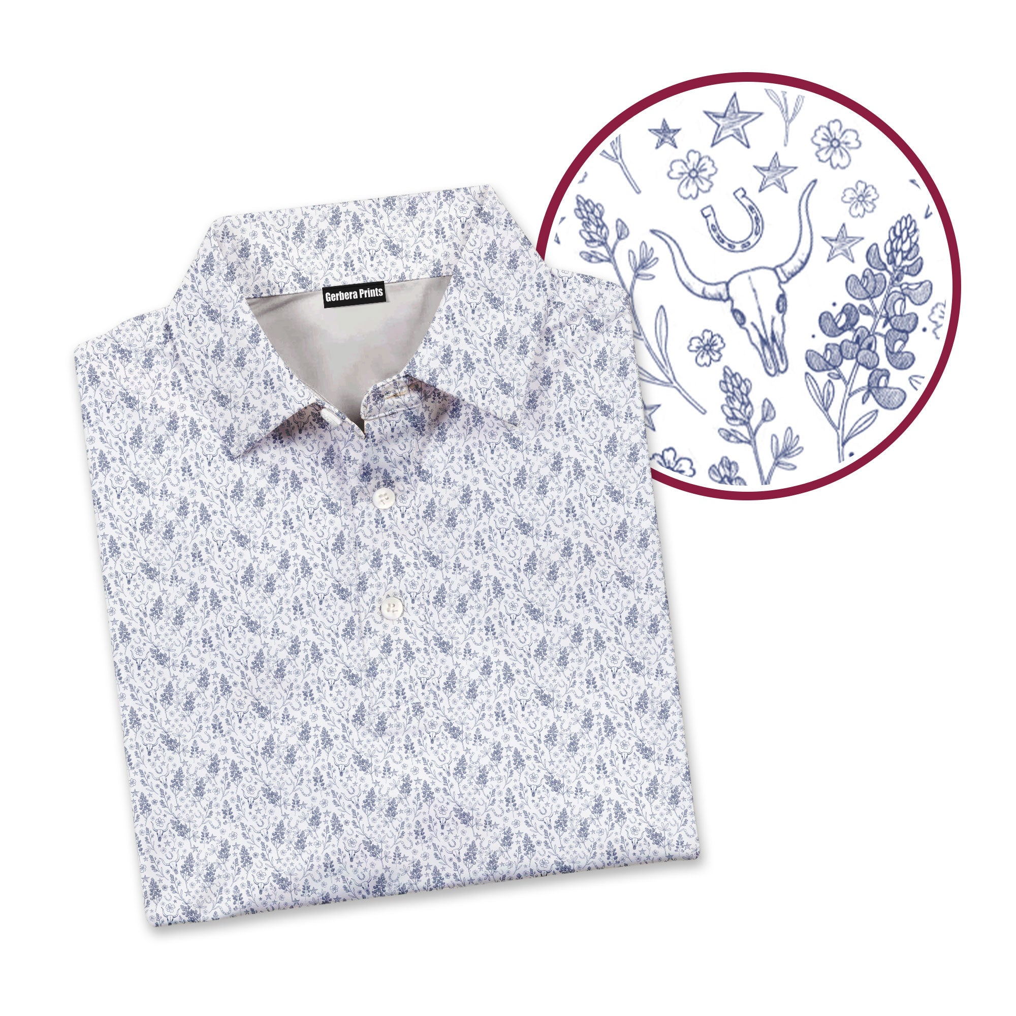 The Bluebonnets-Polo Shirt For Men-Gerbera Prints