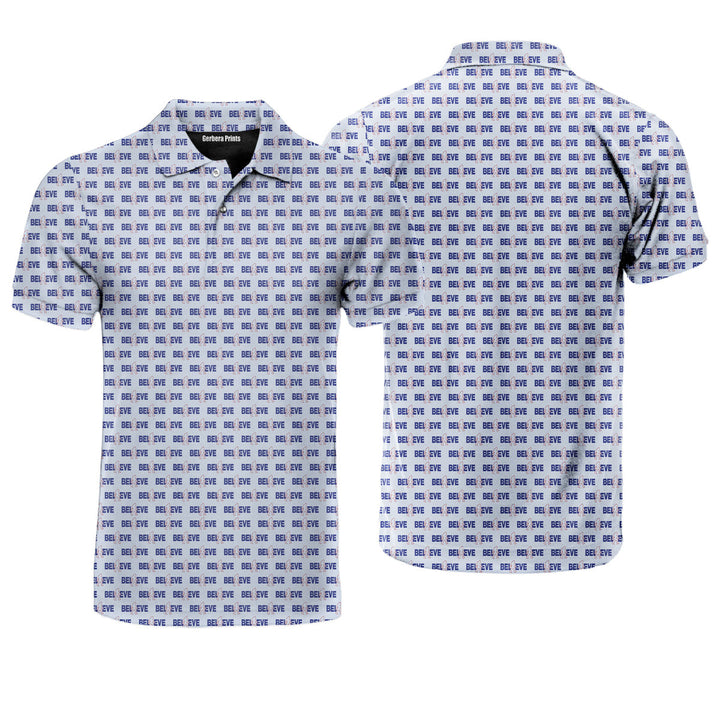 I Believe Bigfoot Pattern Blue Polo Shirt For Men