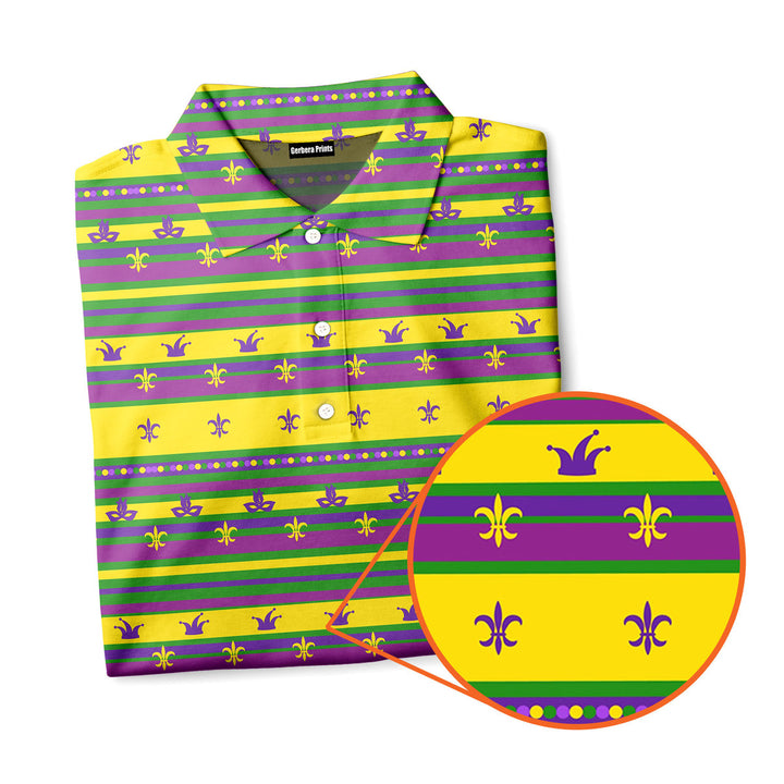 Striped Mardi Gras Polo Shirt For Men 