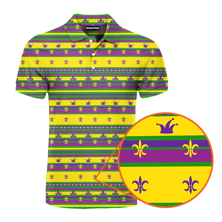 Striped Mardi Gras Polo Shirt For Men 