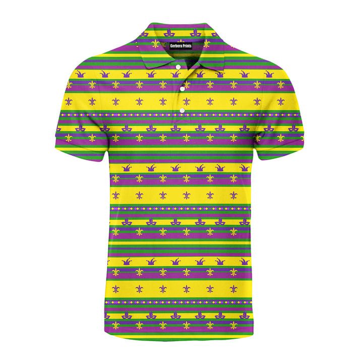 Striped Mardi Gras Polo Shirt For Men 