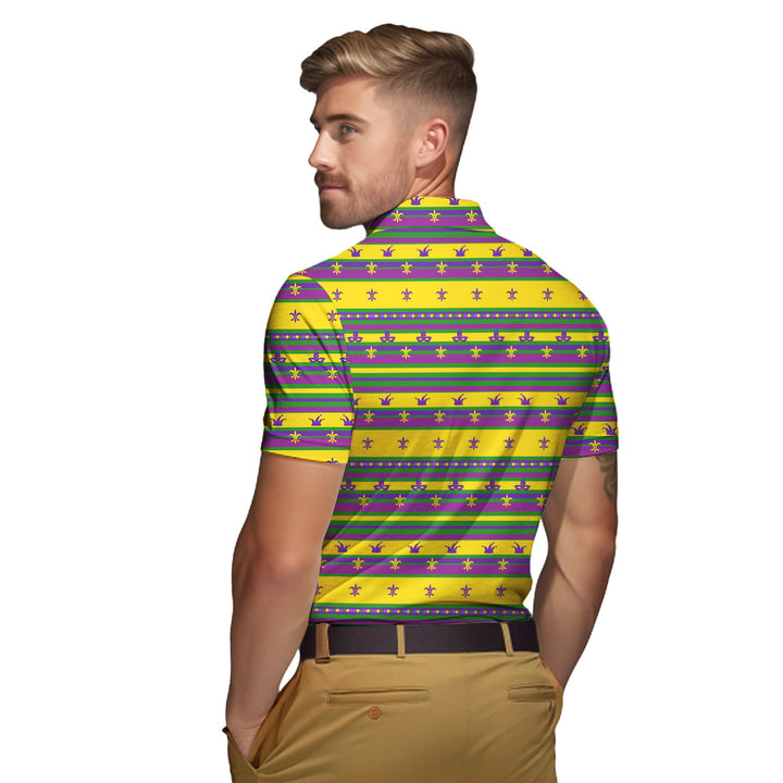 Striped Mardi Gras Polo Shirt For Men 