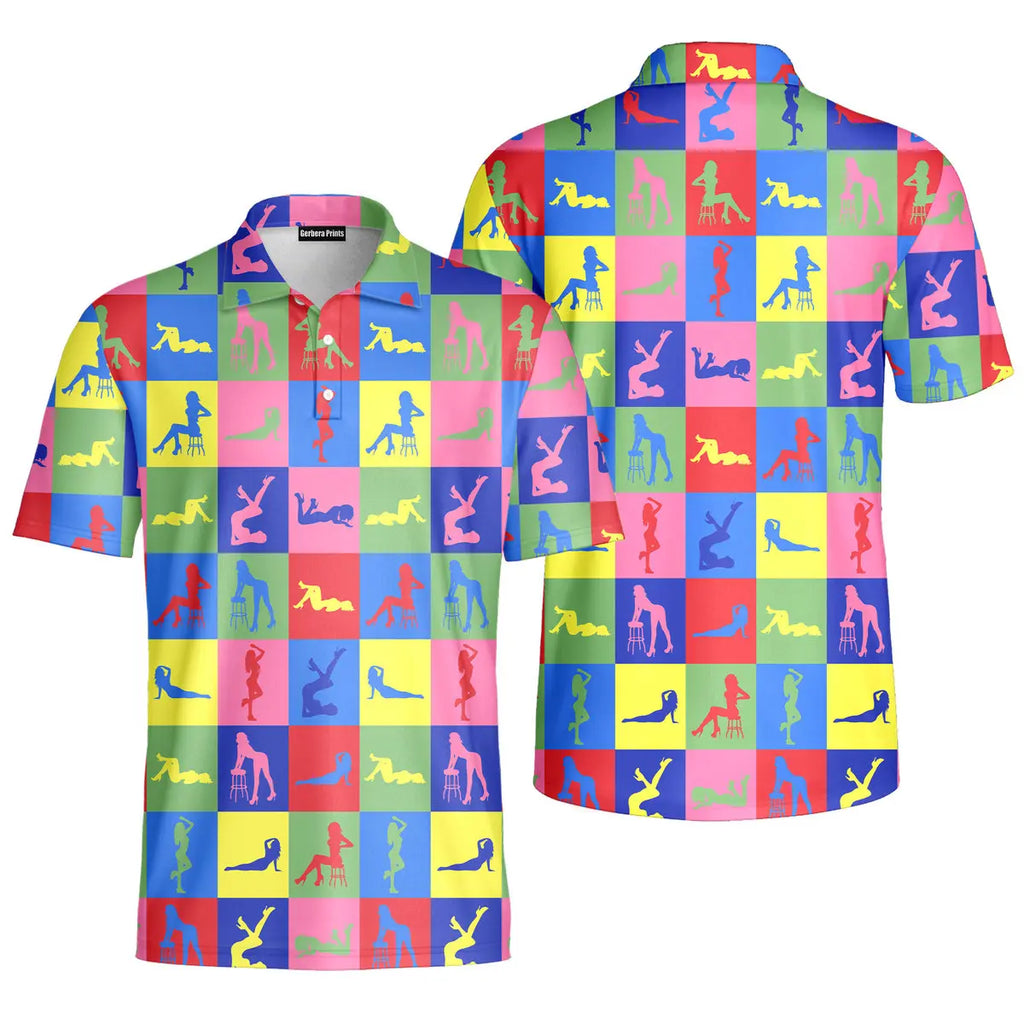 Peep Show-Polo Shirt For Men-Gerbera Prints