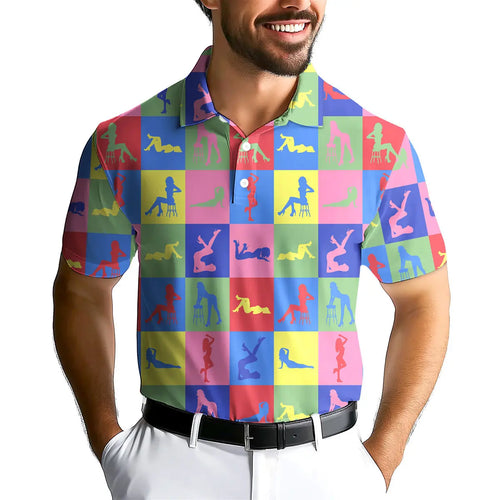 Peep Show-Polo Shirt For Men-Gerbera Prints