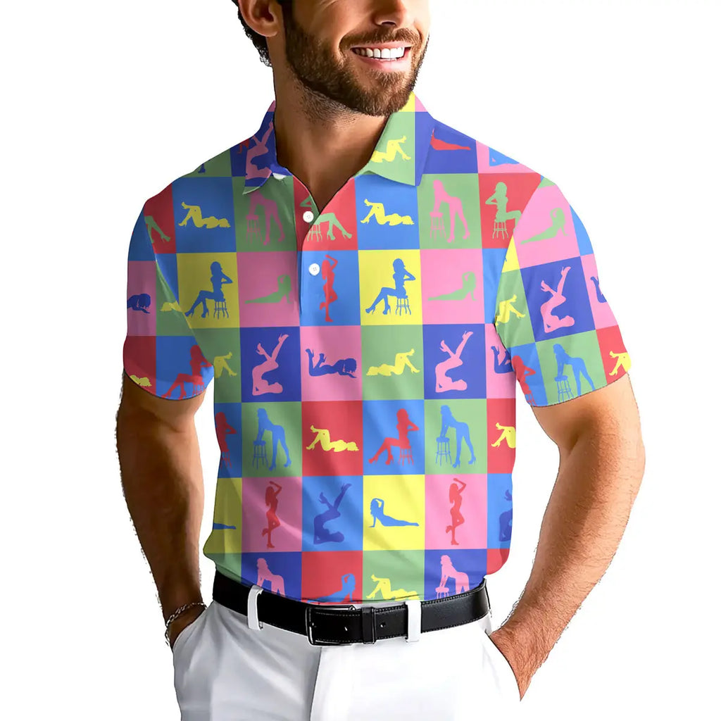 Peep Show-Polo Shirt For Men-Gerbera Prints