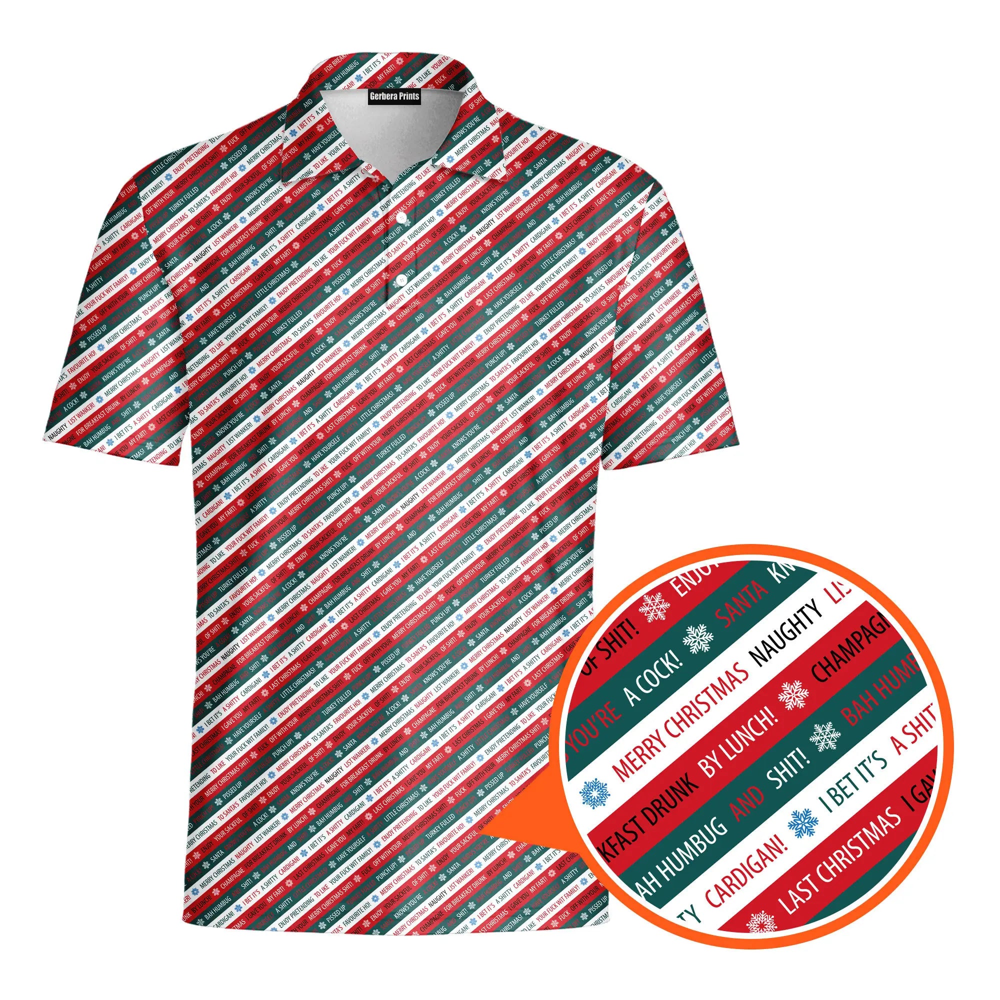 Christmas Xmas Funny Rude Joke-Polo Shirt For Men-Gerbera Prints