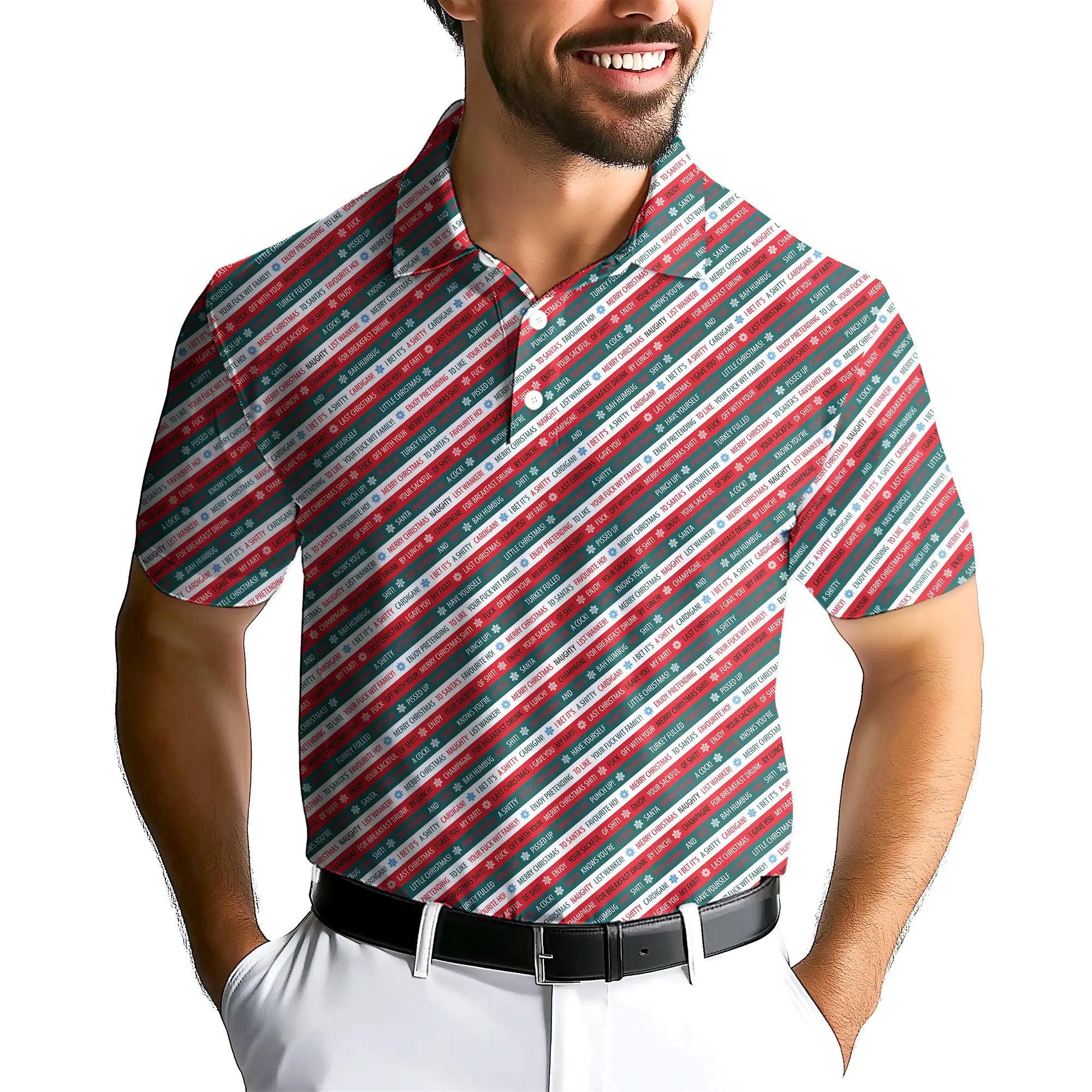 Christmas Xmas Funny Rude Joke-Polo Shirt For Men-Gerbera Prints