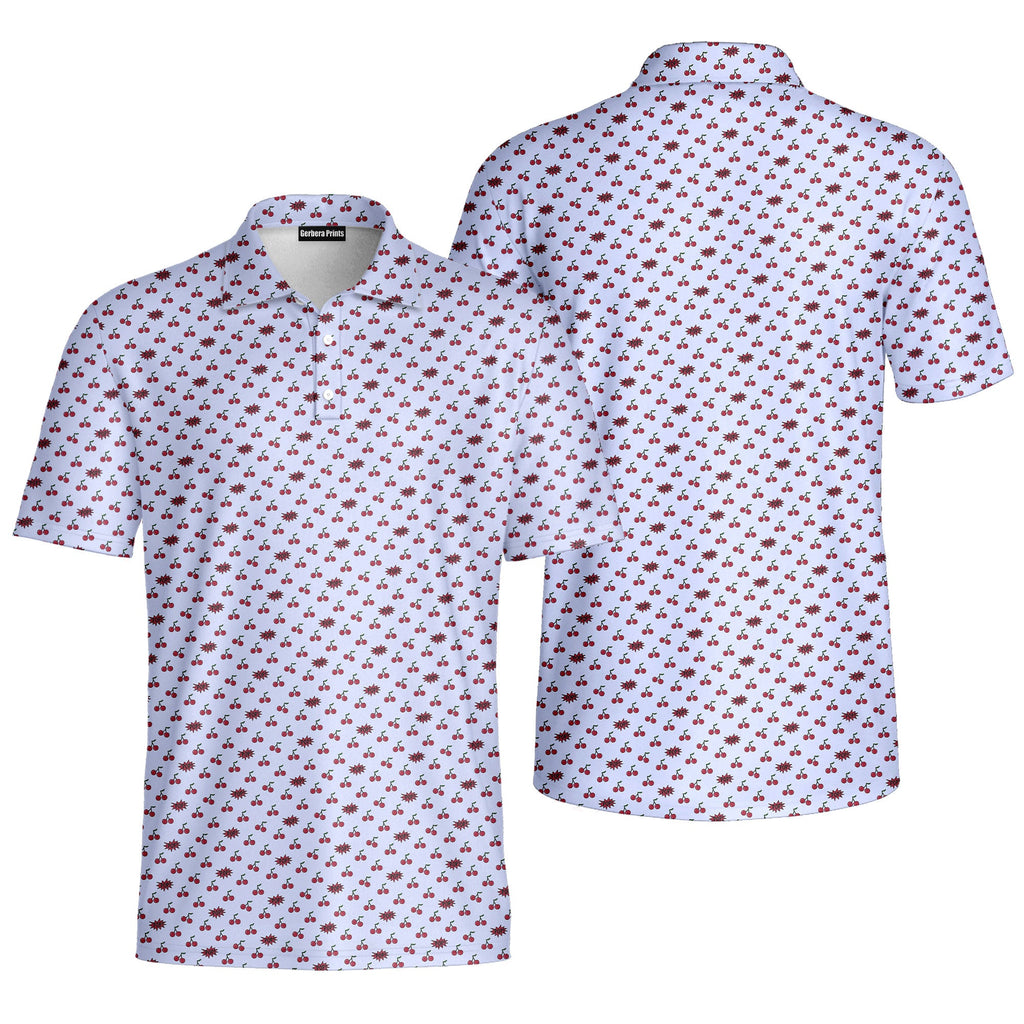 Cherry Pop-Polo Shirt For Men-Gerbera Prints