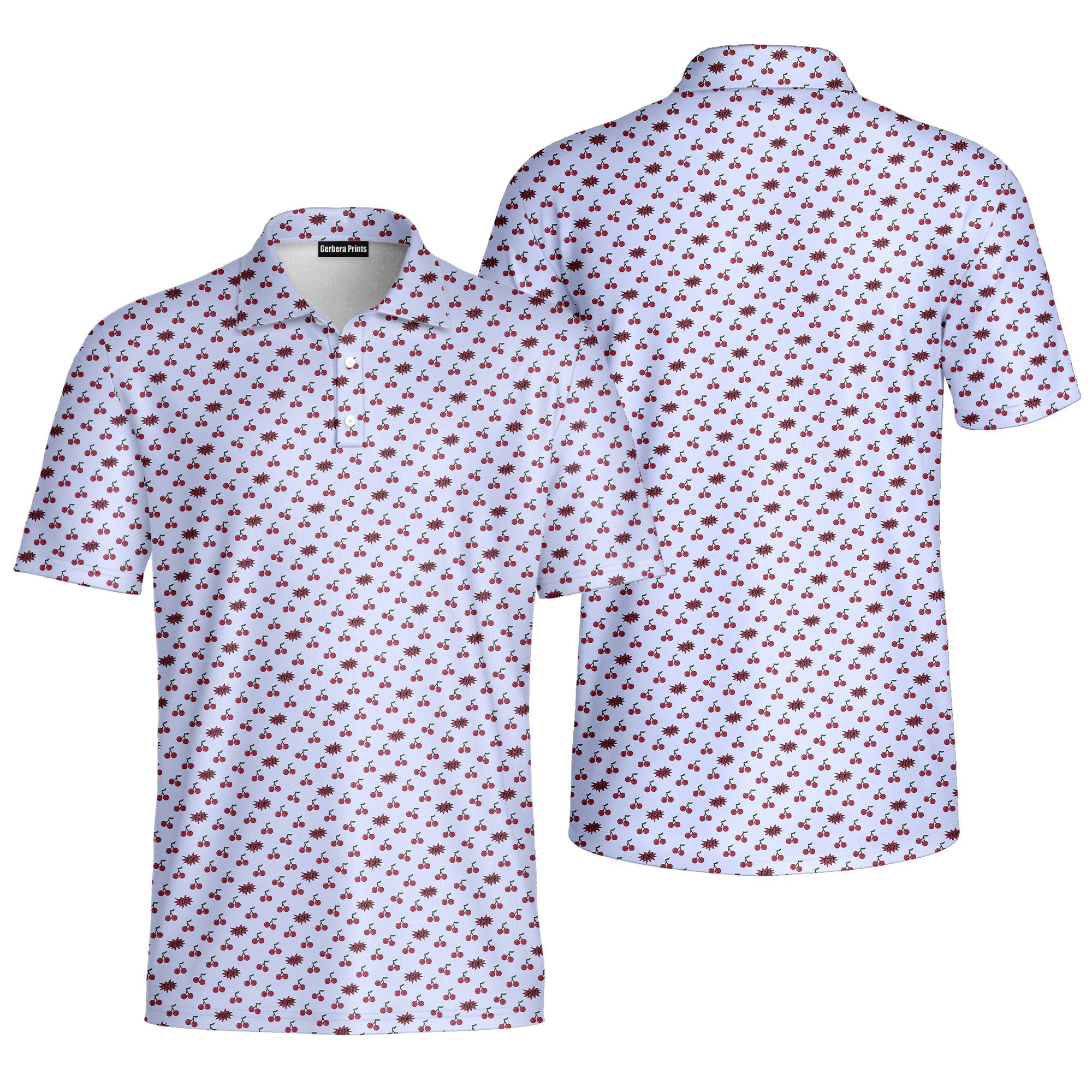 Cherry Pop-Polo Shirt For Men-Gerbera Prints