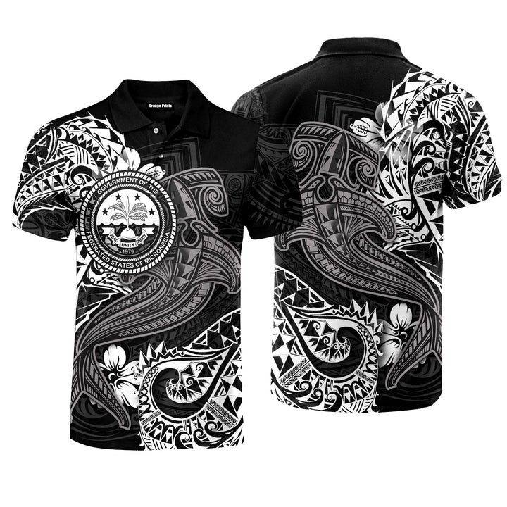 White Shark Polynesian Tattoo Fsm Polo Shirt For Men PO1285