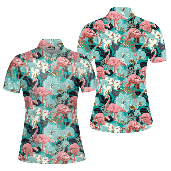 Today I'm Just Flamazing Flamingo Tropical Polo Shirt For Women