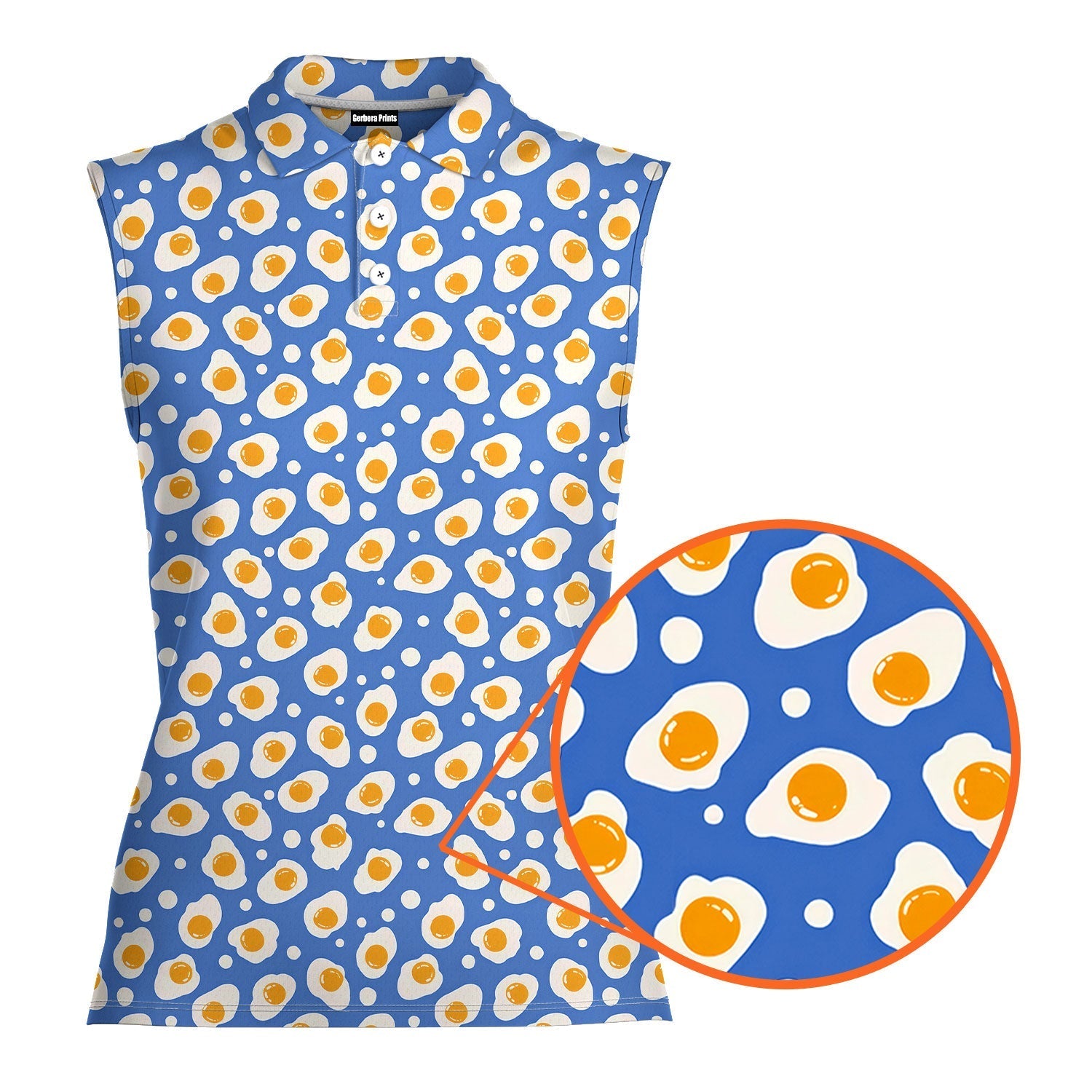 Fried Eggs-Women Sleeveless Polo Shirt-Gerbera Prints