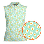 Fried Eggs Green-Women Sleeveless Polo Shirt-Gerbera Prints