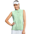 Fried Eggs Green-Women Sleeveless Polo Shirt-Gerbera Prints