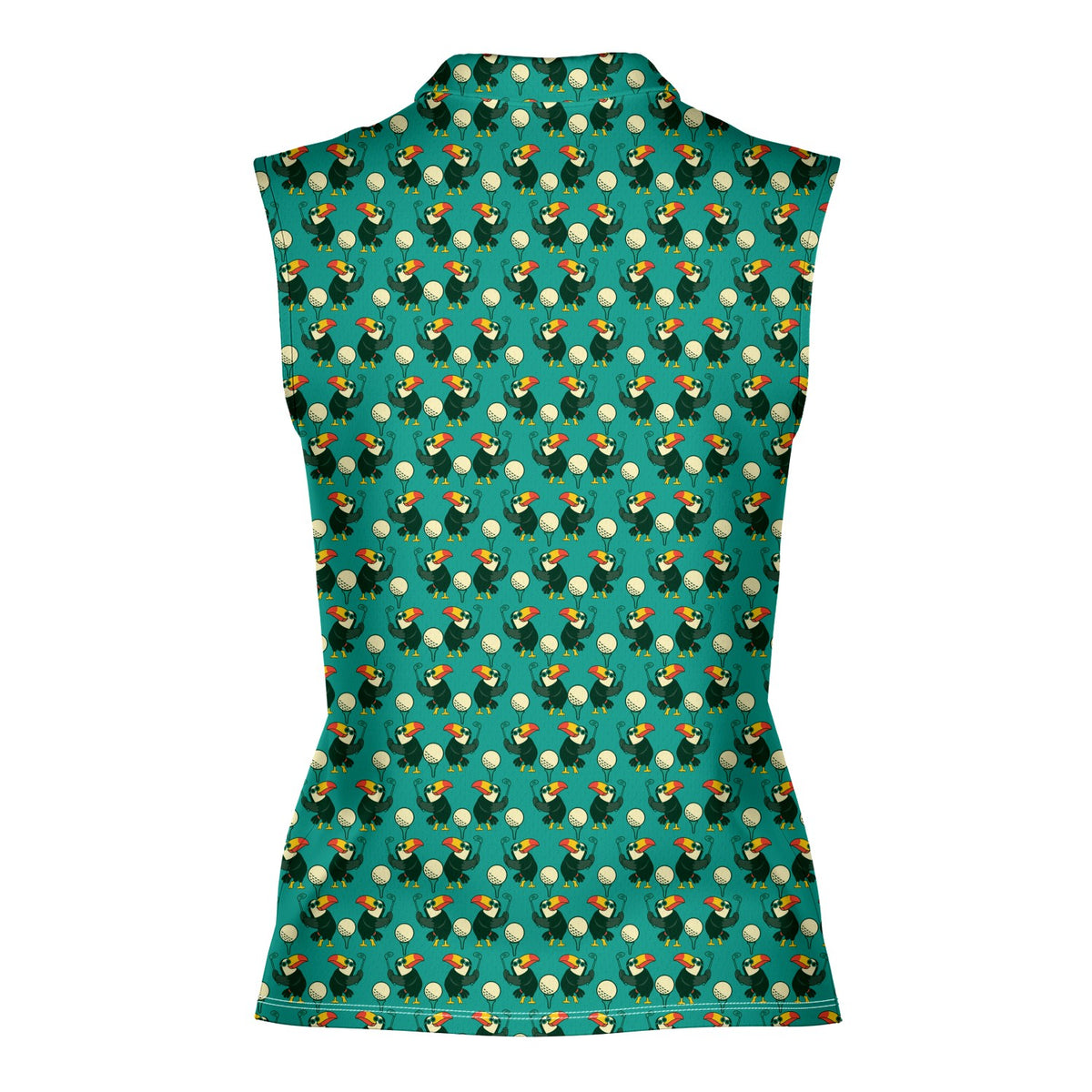 Toucan Tee Time Women Sleeveless Polo Shirt - Back