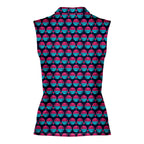 Synthwave Bogey Sun Women Sleeveless Polo Shirt - Back