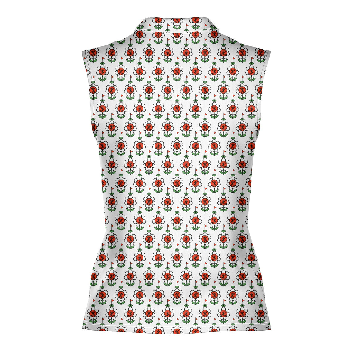 Rage In Bloom Women Sleeveless Polo Shirt - Back