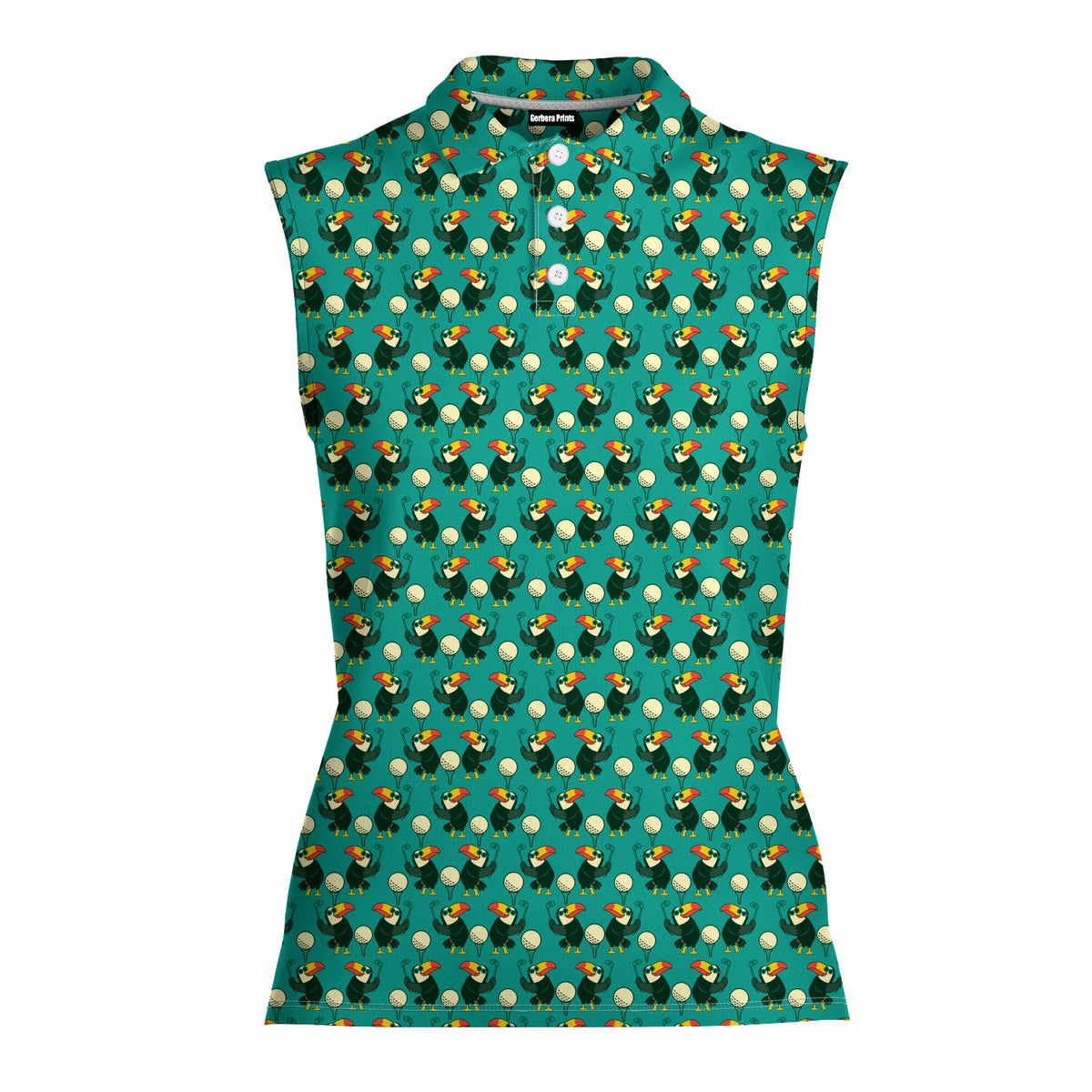 Toucan Tee Time Women Sleeveless Polo Shirt - Front