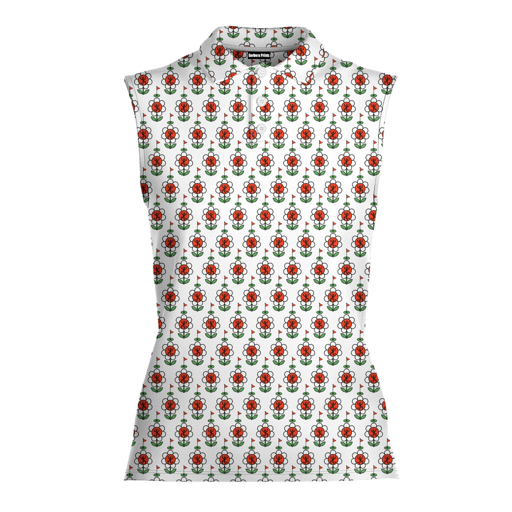 Rage In Bloom Women Sleeveless Polo Shirt - Front