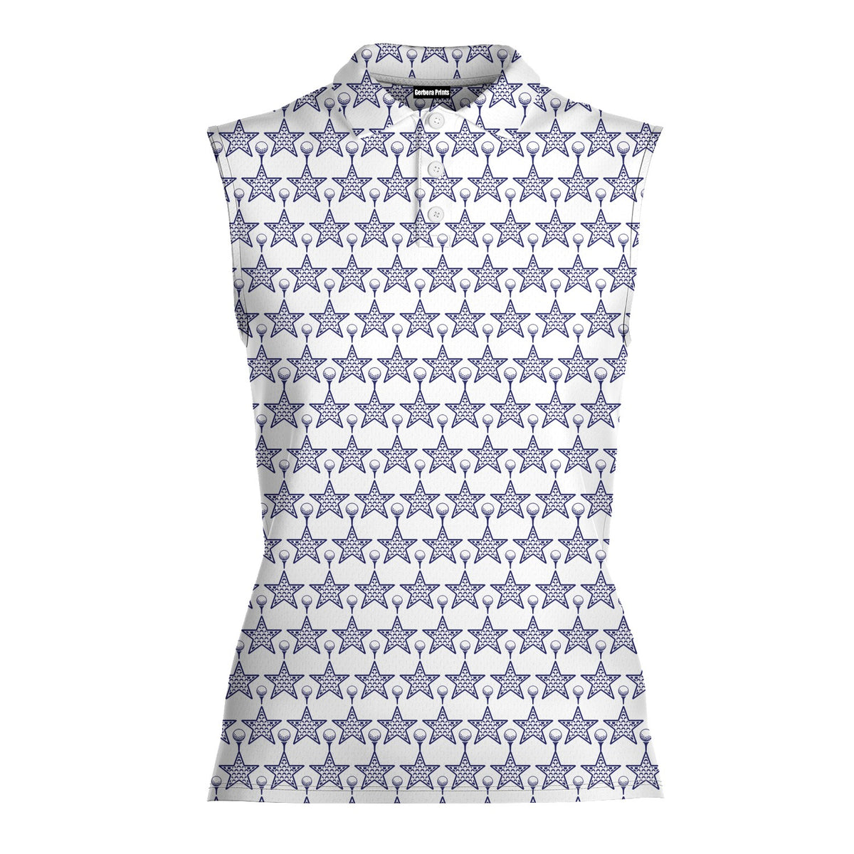 Dimple Star Flag Women Sleeveless Polo Shirt - Front
