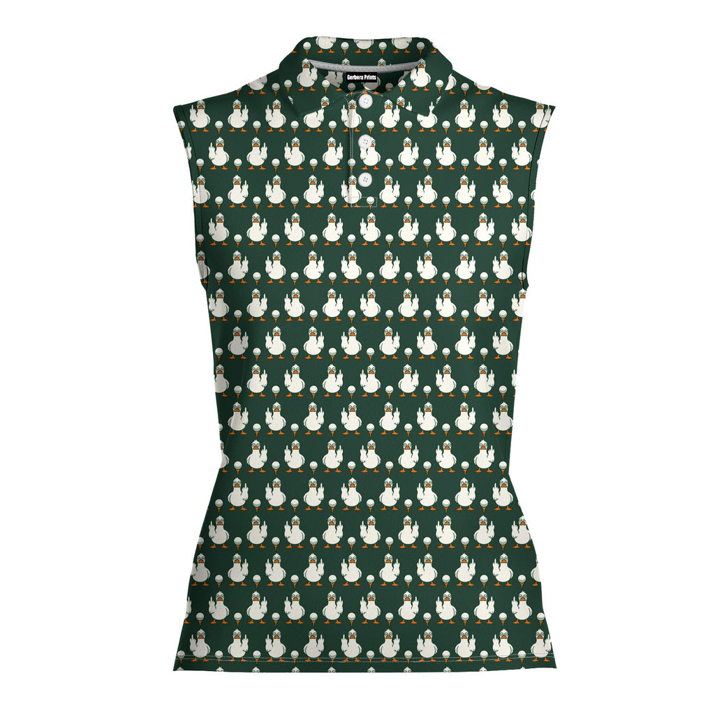 Birdie Salute Women Sleeveless Polo Shirt - Front