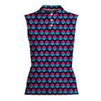 Synthwave Bogey Sun Women Sleeveless Polo Shirt - Front