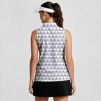 Dimple Star Flag Women Sleeveless Polo Shirt - Model Side