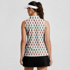 Rage In Bloom Women Sleeveless Polo Shirt - Model Side
