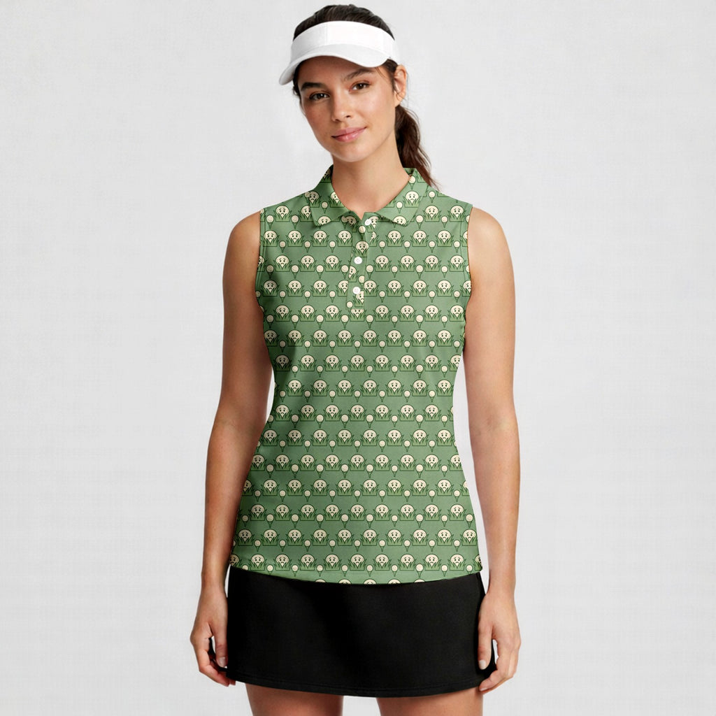 Lost In The Rough Women Sleeveless Polo Shirt - Model Front