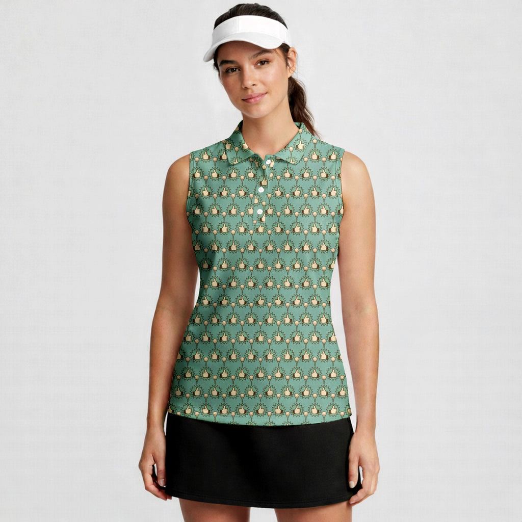 Great Shot Pal Women Sleeveless Polo Shirt - Model Front