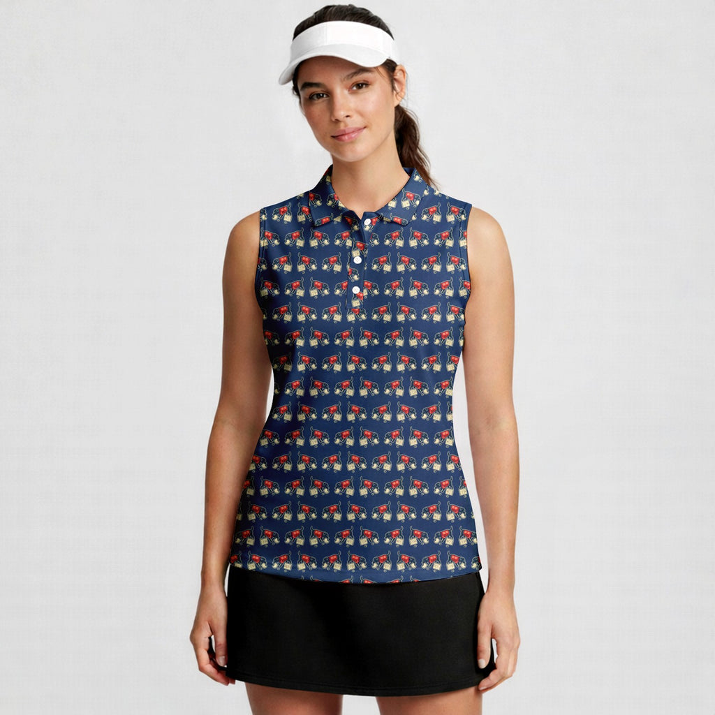 Mulligan Hound Women Sleeveless Polo Shirt - Model Front