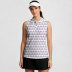 Dimple Star Flag Women Sleeveless Polo Shirt - Model Front